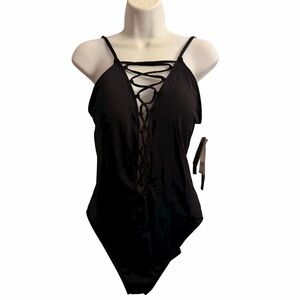 La Blanca Lace Up One Piece Bathing Suit Size 14 NWT